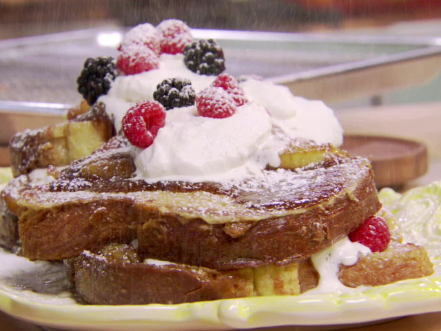 Bananas Foster French Toast With Whipped Cream Cheese Recipe Bobby Flay Cooking Channel